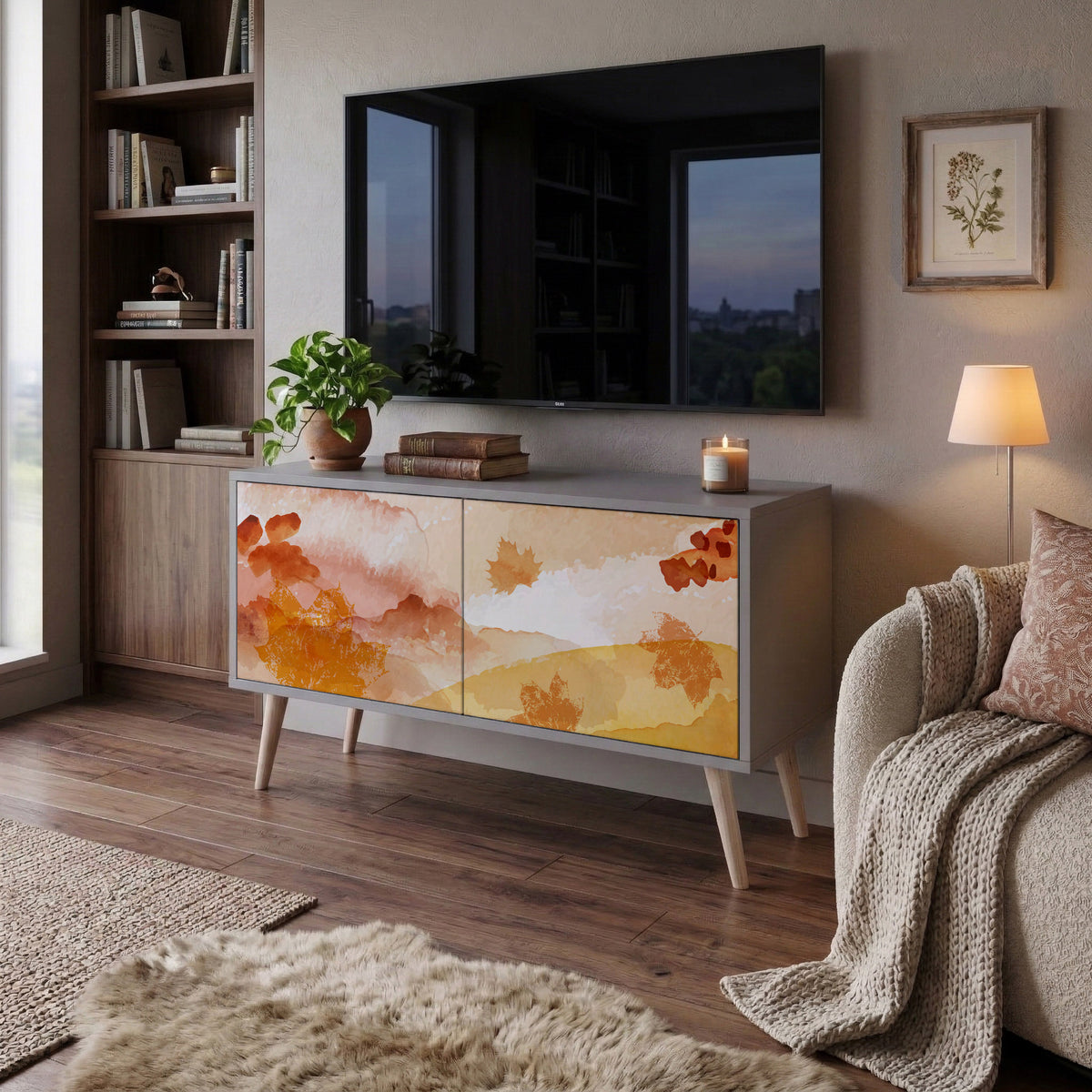 TRACES OF AUTUMN Mueble de TV Compacto de 2 puertas