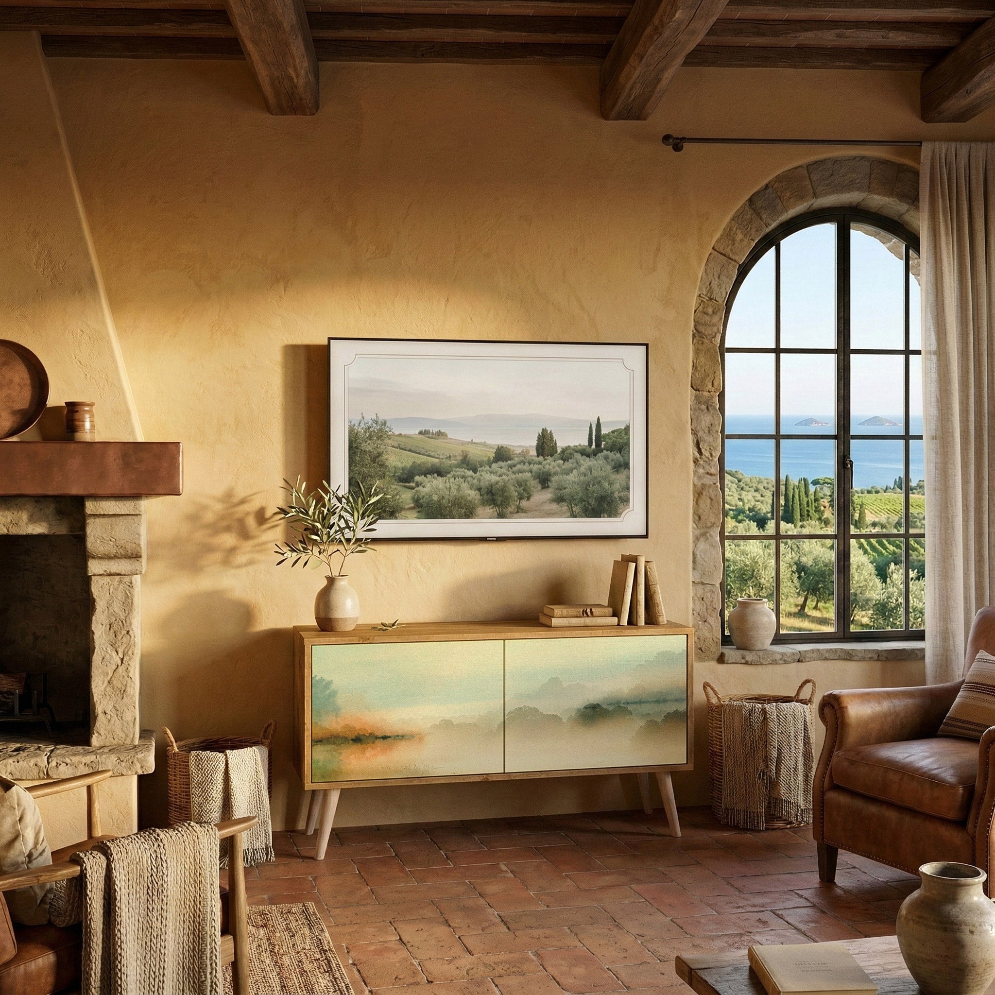 MORNING BY THE LAKE Compact 2-Door TV Cabinet