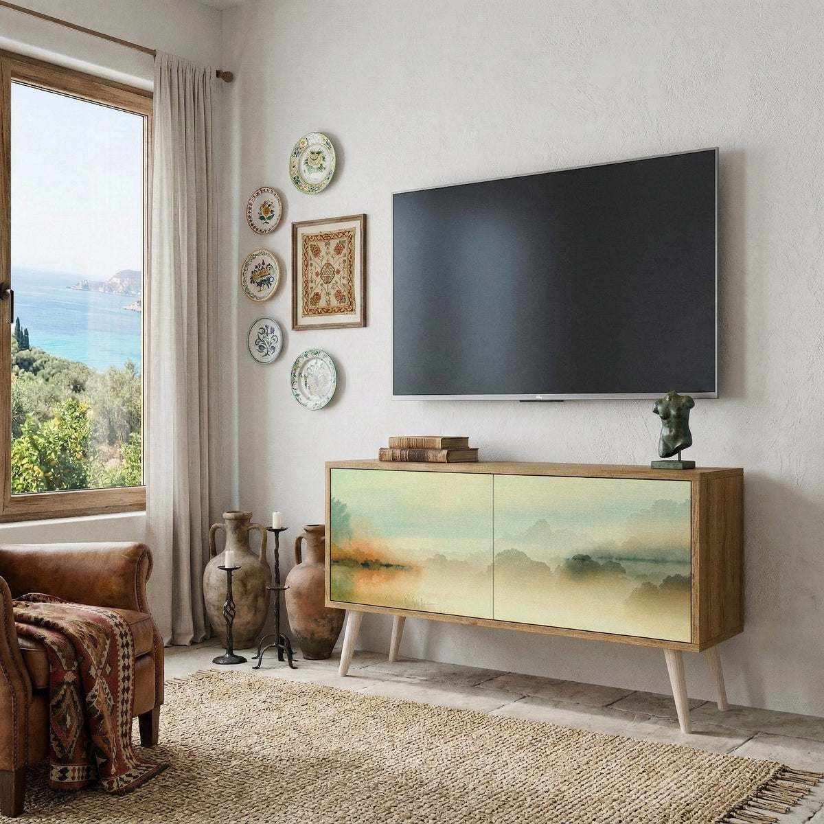 MORNING BY THE LAKE Mueble de TV Compacto de 2 puertas