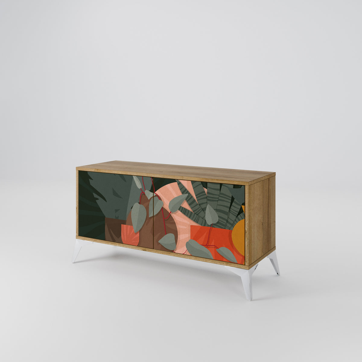 TROPICAL COMPOSITION Mueble de TV Compacto de 2 puertas
