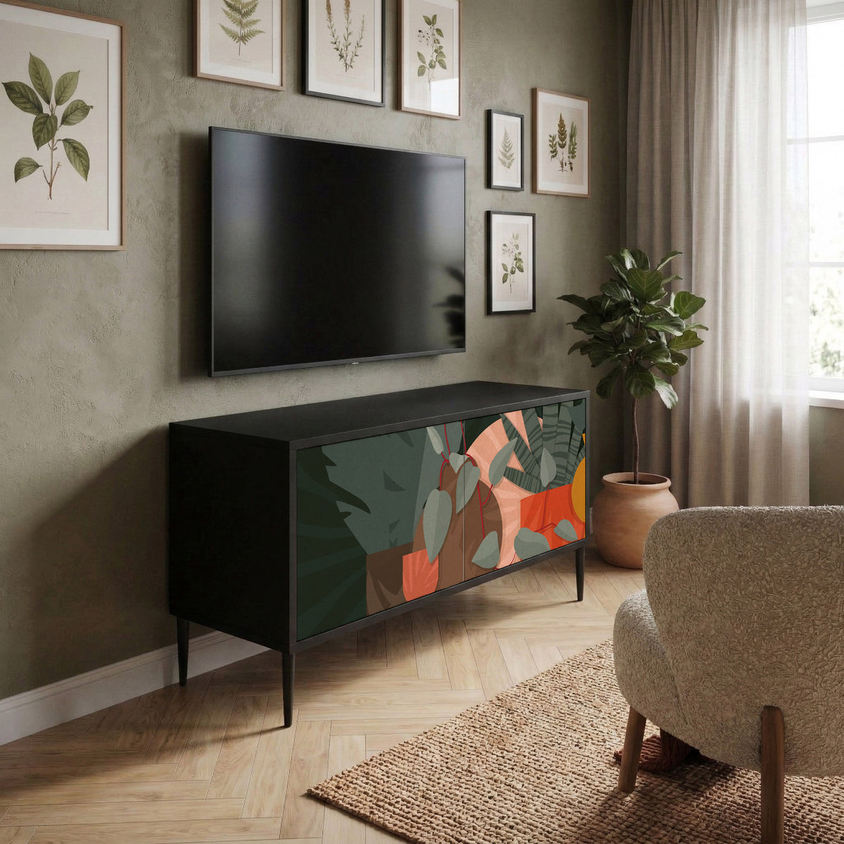 TROPICAL COMPOSITION Mueble de TV Compacto de 2 puertas