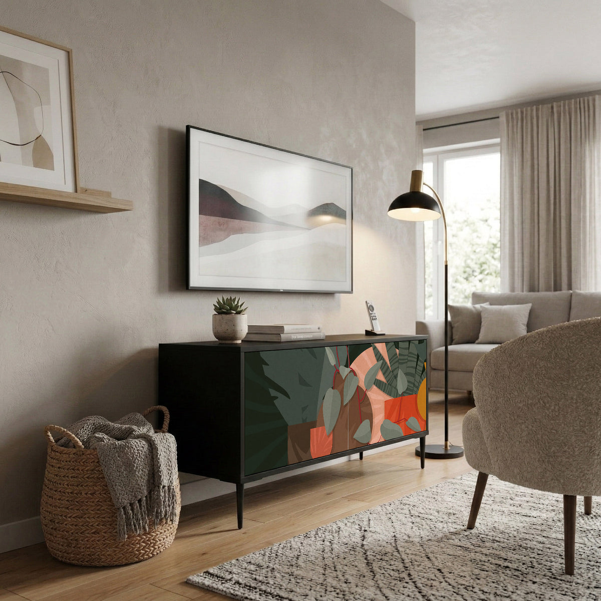 TROPICAL COMPOSITION Mueble de TV Compacto de 2 puertas