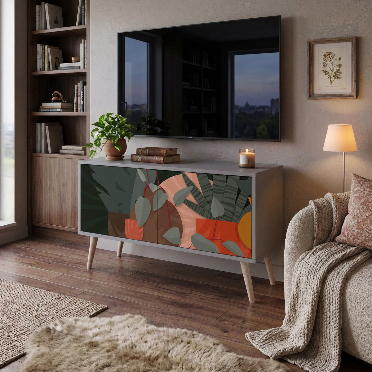 TROPICAL COMPOSITION Mueble de TV Compacto de 2 puertas