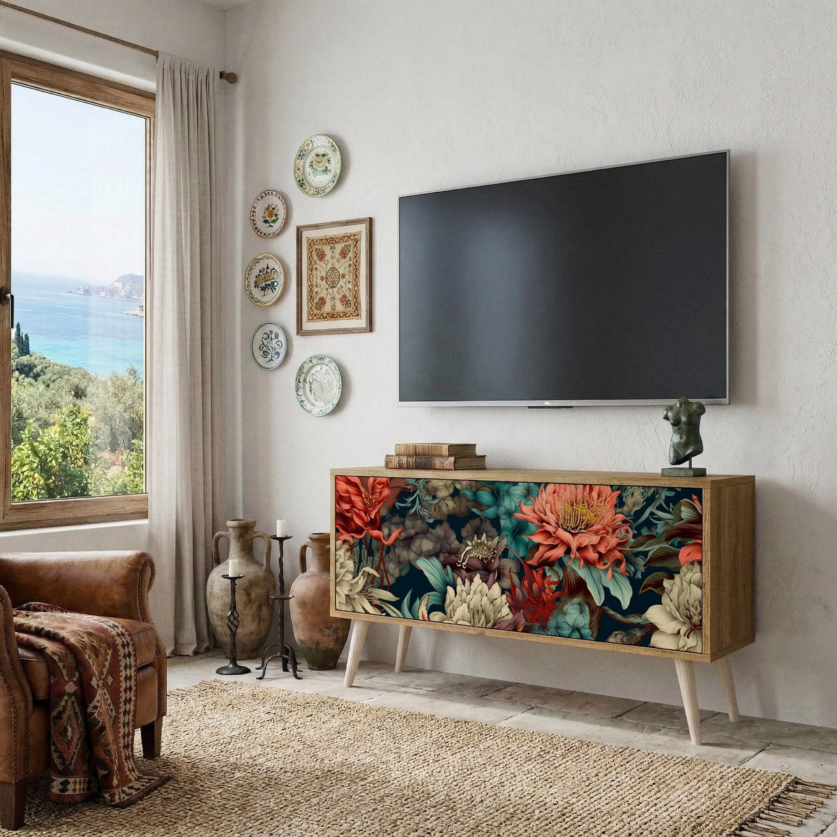 SPROUTING GRACE Mueble de TV Compacto de 2 puertas