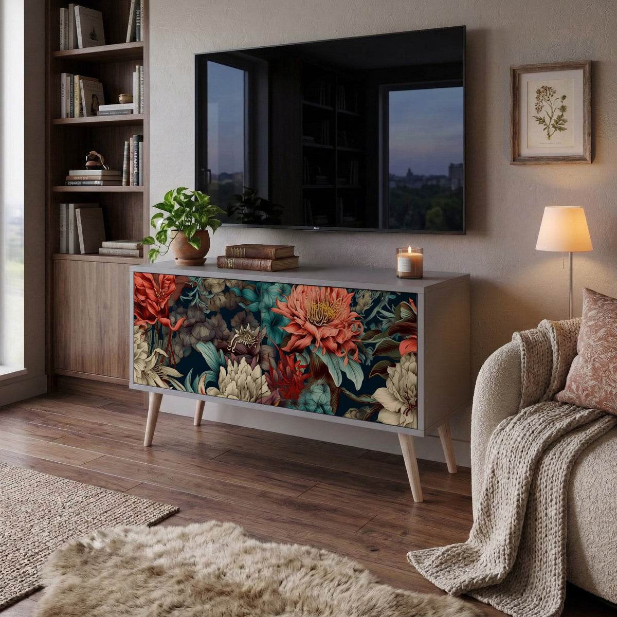 SPROUTING GRACE Mueble de TV Compacto de 2 puertas