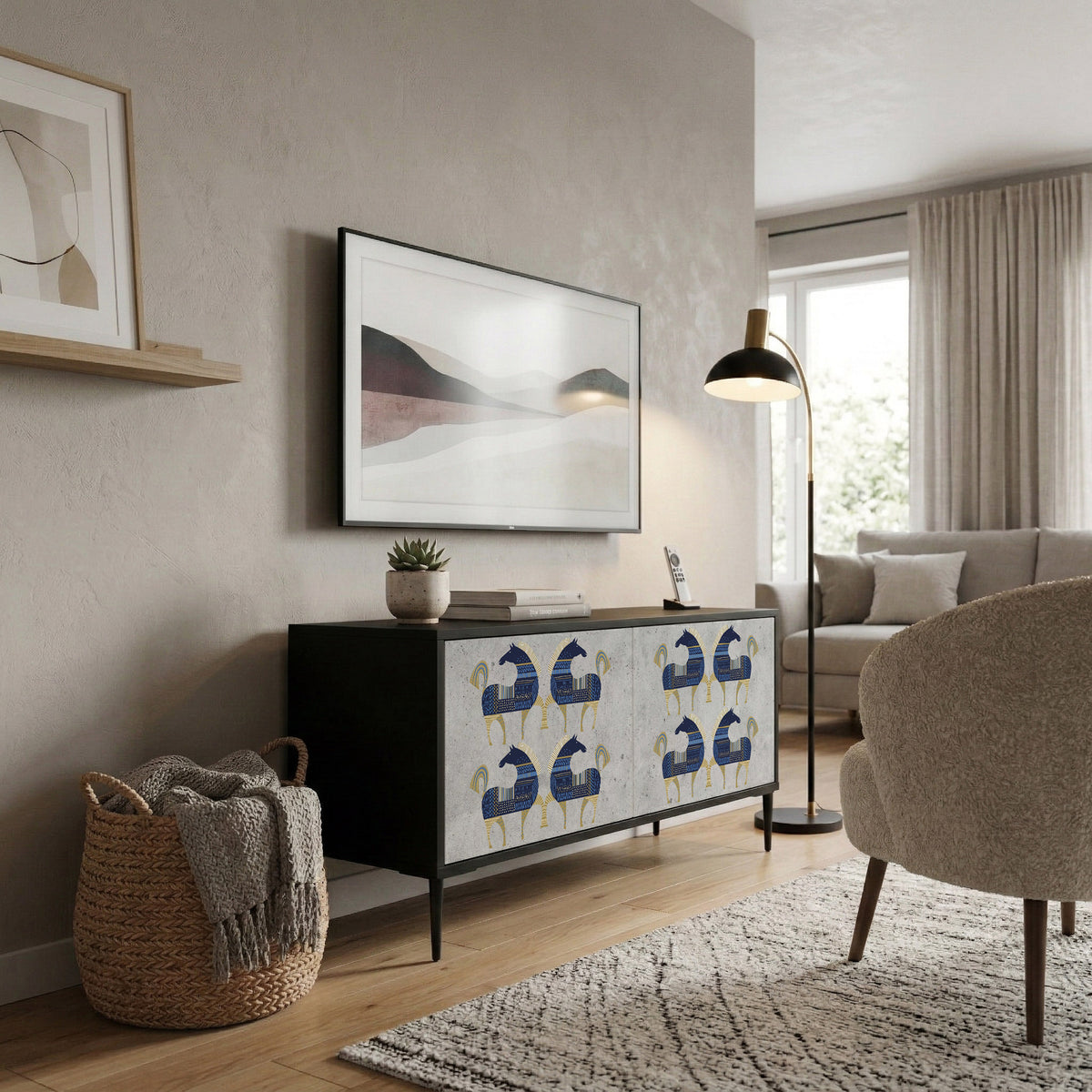 MAJESTIC STEED Mueble de TV Compacto de 2 puertas