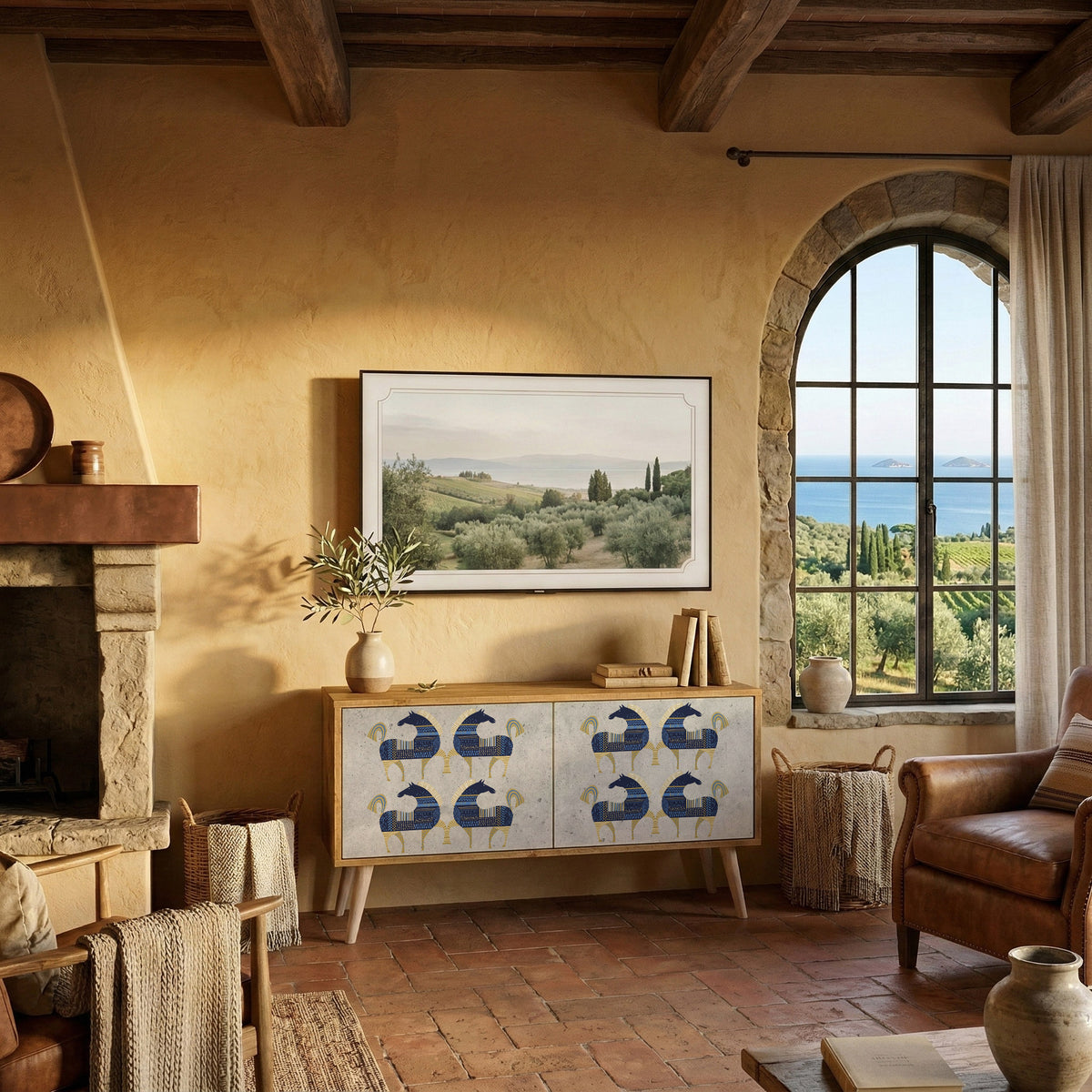 MAJESTIC STEED Mueble de TV Compacto de 2 puertas