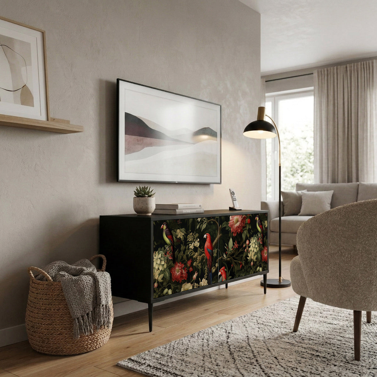 AVIAN GREENERY Mueble de TV Compacto de 2 puertas
