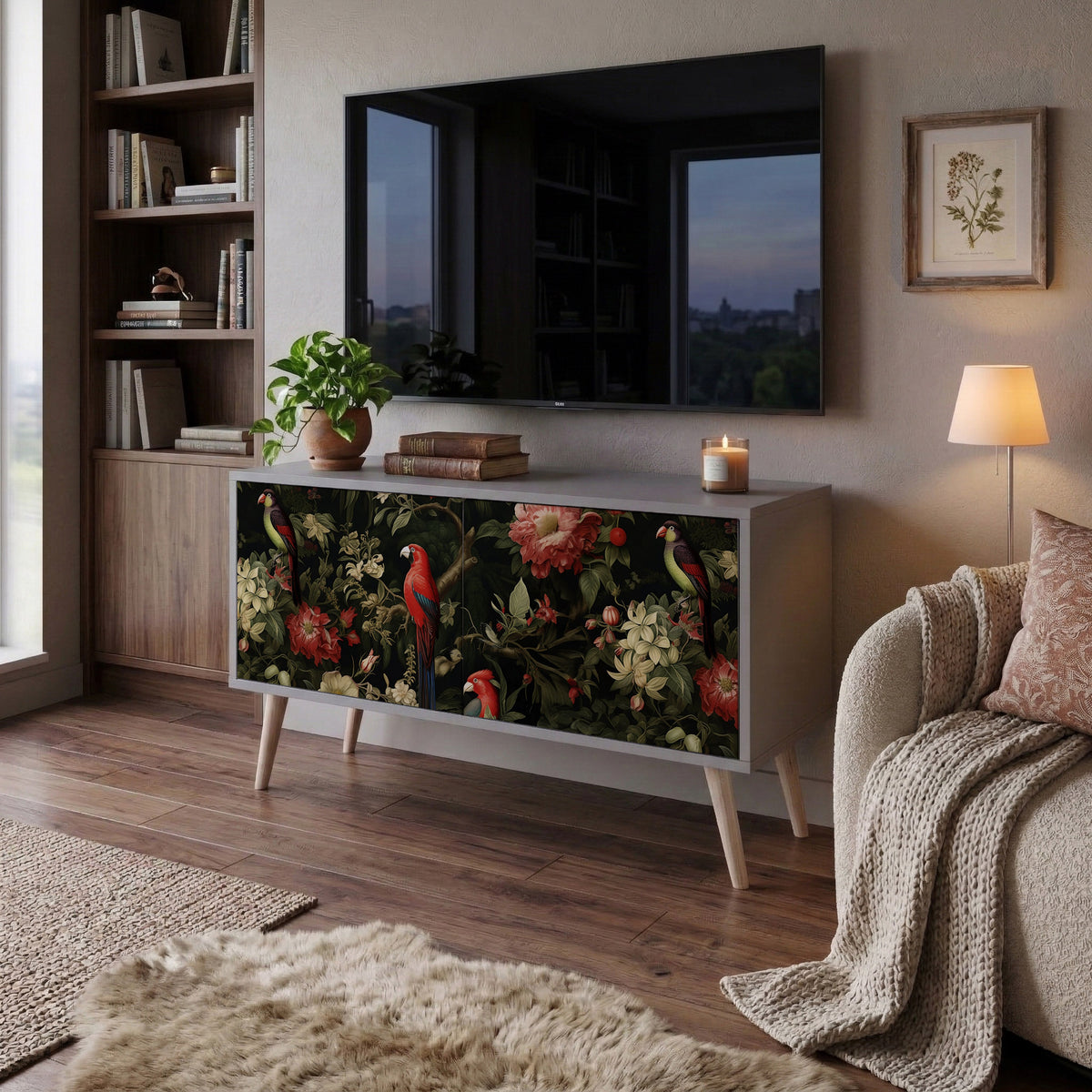 AVIAN GREENERY Mueble de TV Compacto de 2 puertas