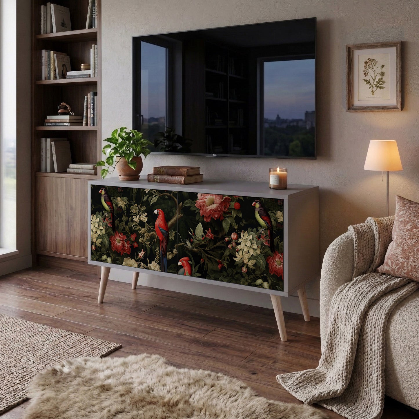 AVIAN GREENERY Mueble de TV Compacto de 2 puertas