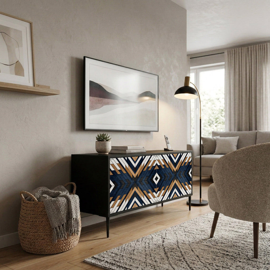 ARTFUL GEOMETRY Mueble de TV Compacto de 2 puertas