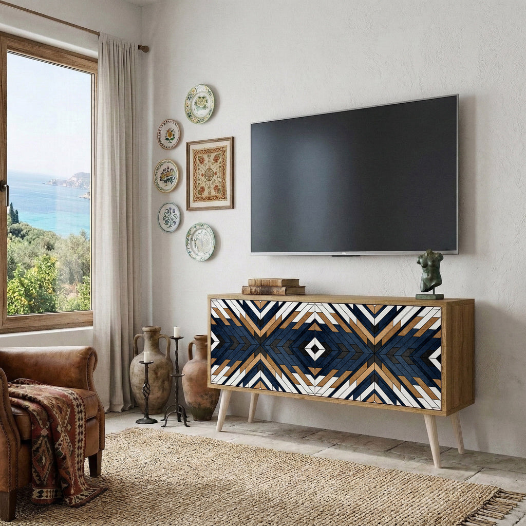 ARTFUL GEOMETRY Mueble de TV Compacto de 2 puertas