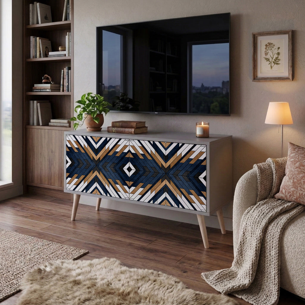 ARTFUL GEOMETRY Mueble de TV Compacto de 2 puertas