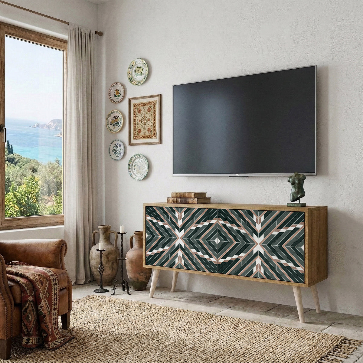 DIMENSION DELIGHTS Mueble de TV Compacto de 2 puertas