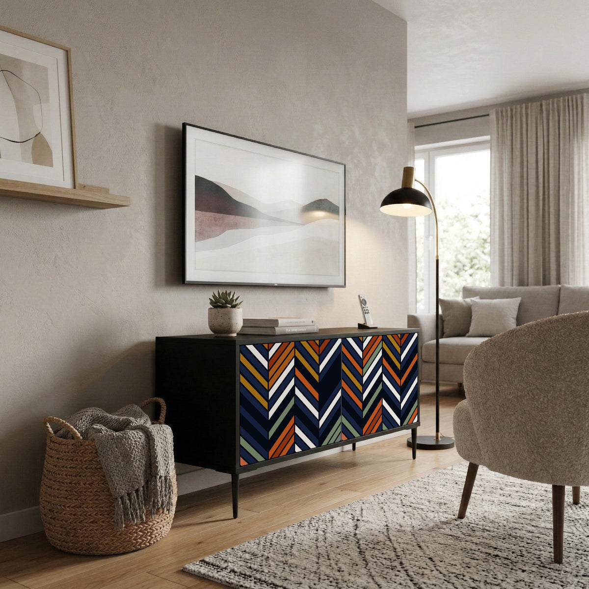 VIBRANT PATCHWORK Mueble de TV Compacto de 2 puertas