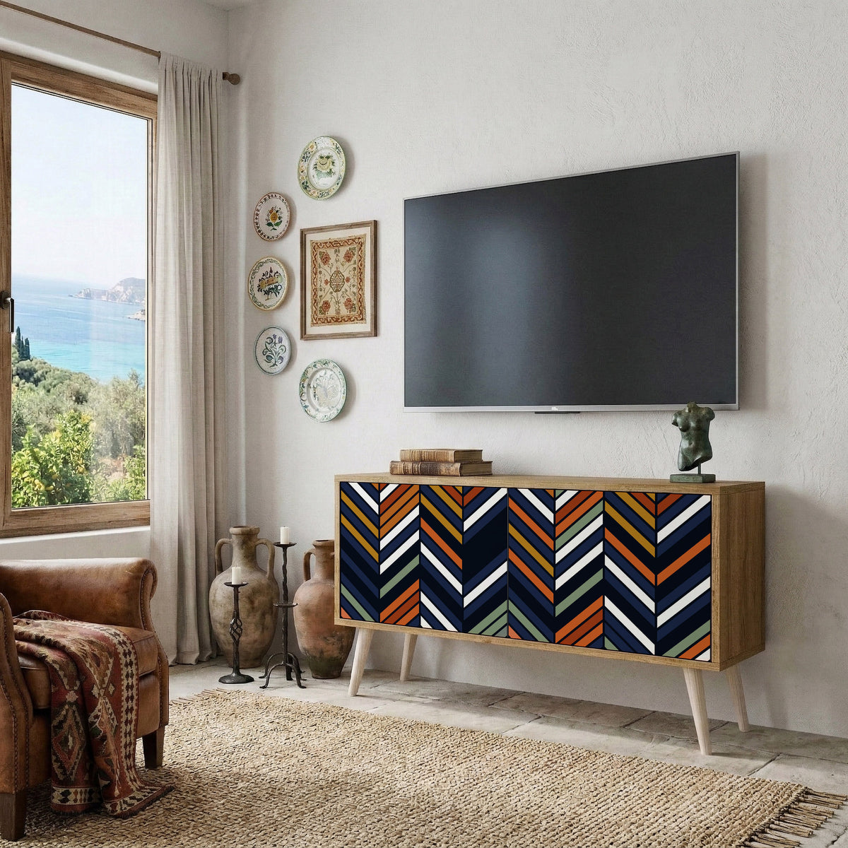 VIBRANT PATCHWORK Mueble de TV Compacto de 2 puertas