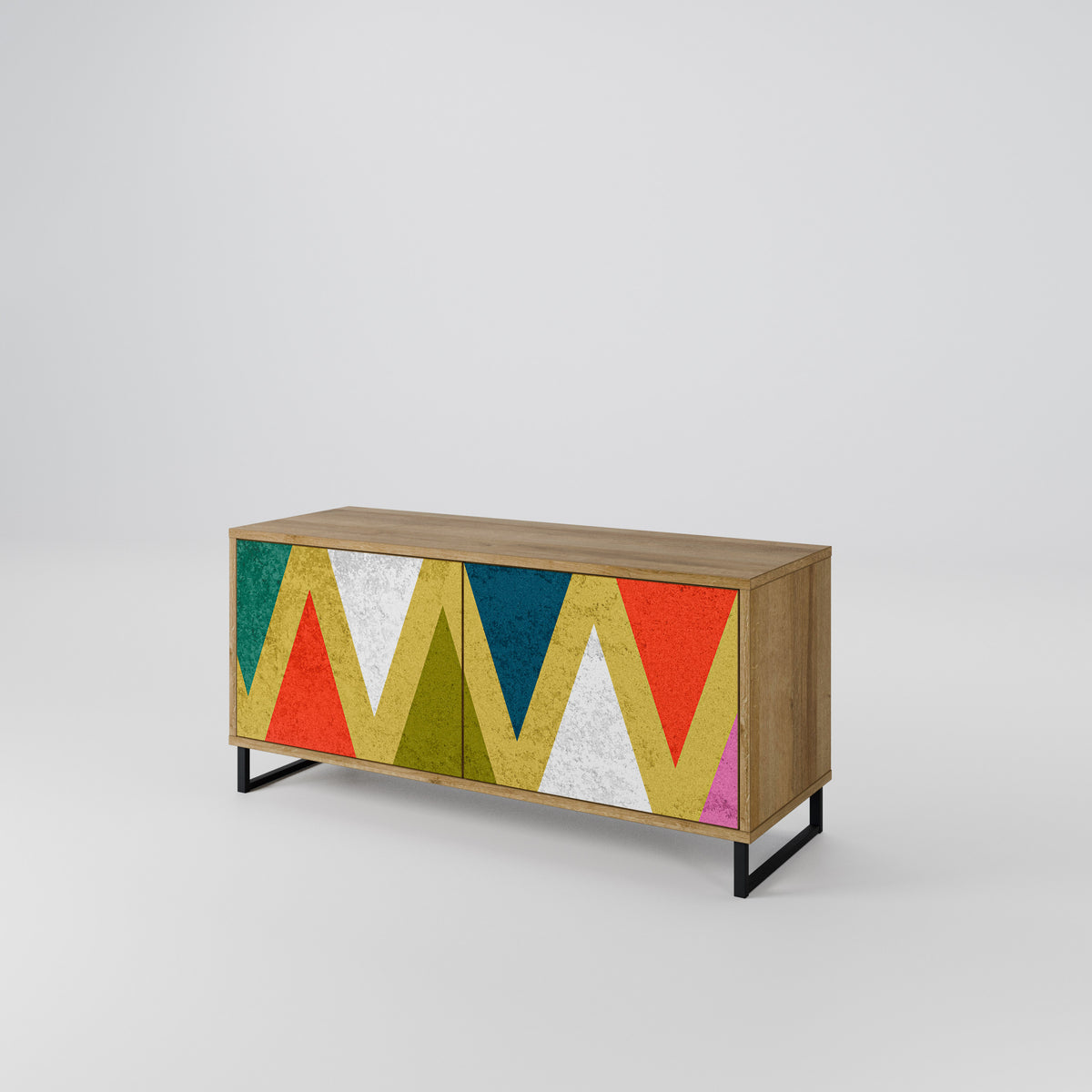 COLORFUL TRIANGLES Mueble de TV Compacto de 2 puertas