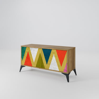 COLORFUL TRIANGLES Mueble de TV Compacto de 2 puertas