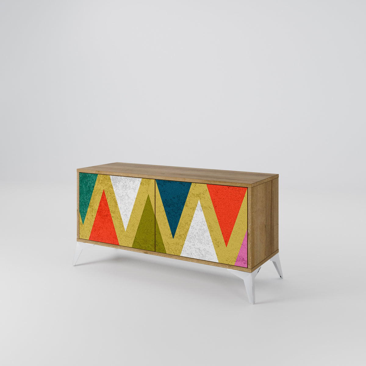 COLORFUL TRIANGLES Mueble de TV Compacto de 2 puertas