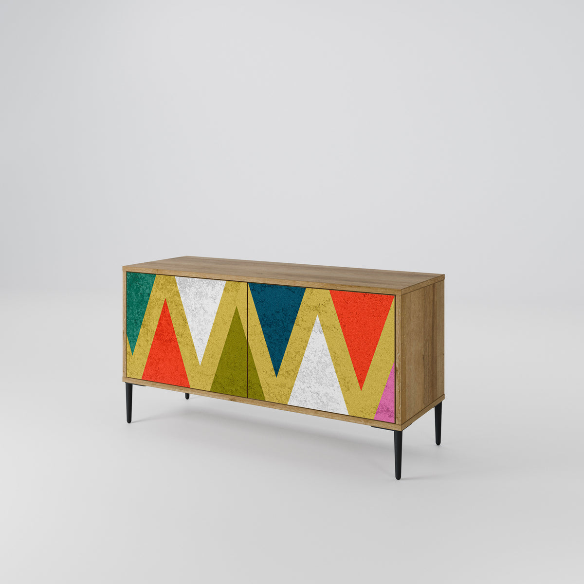 COLORFUL TRIANGLES Mueble de TV Compacto de 2 puertas