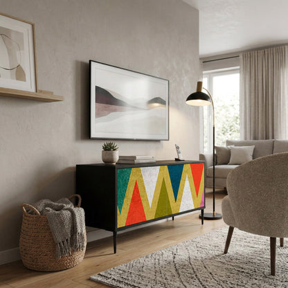 COLORFUL TRIANGLES Mueble de TV Compacto de 2 puertas