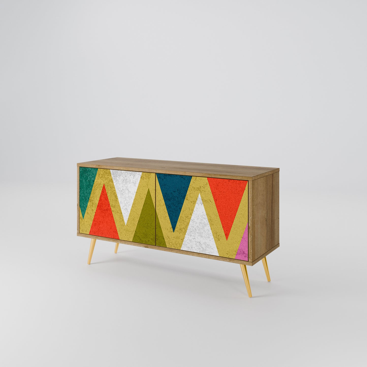 COLORFUL TRIANGLES Mueble de TV Compacto de 2 puertas