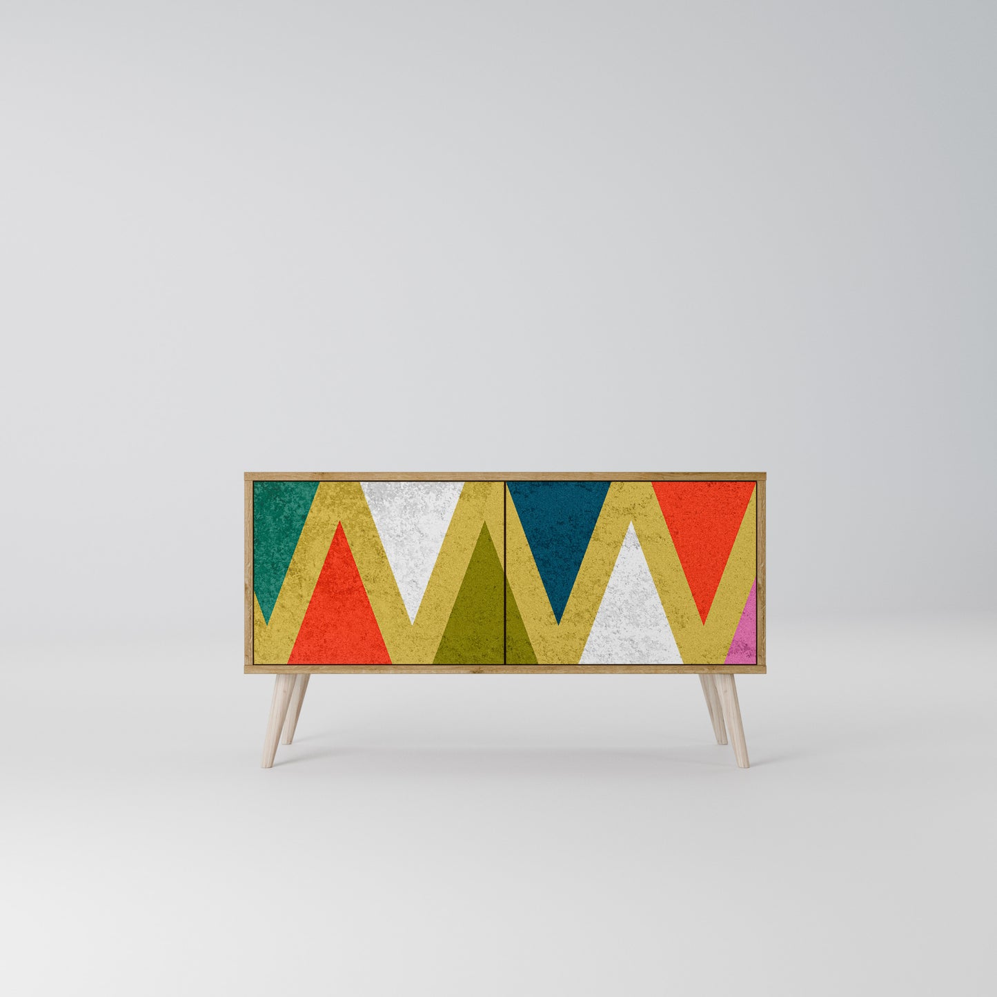 COLORFUL TRIANGLES Mueble de TV Compacto de 2 puertas