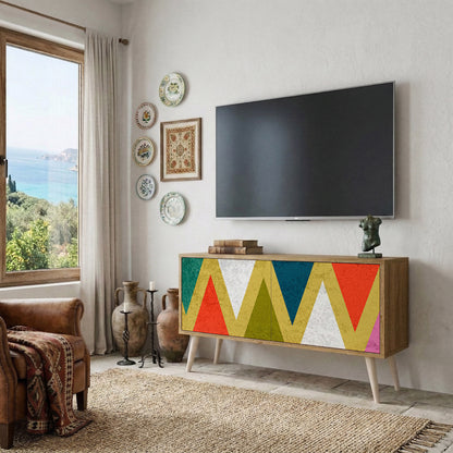 COLORFUL TRIANGLES Mueble de TV Compacto de 2 puertas