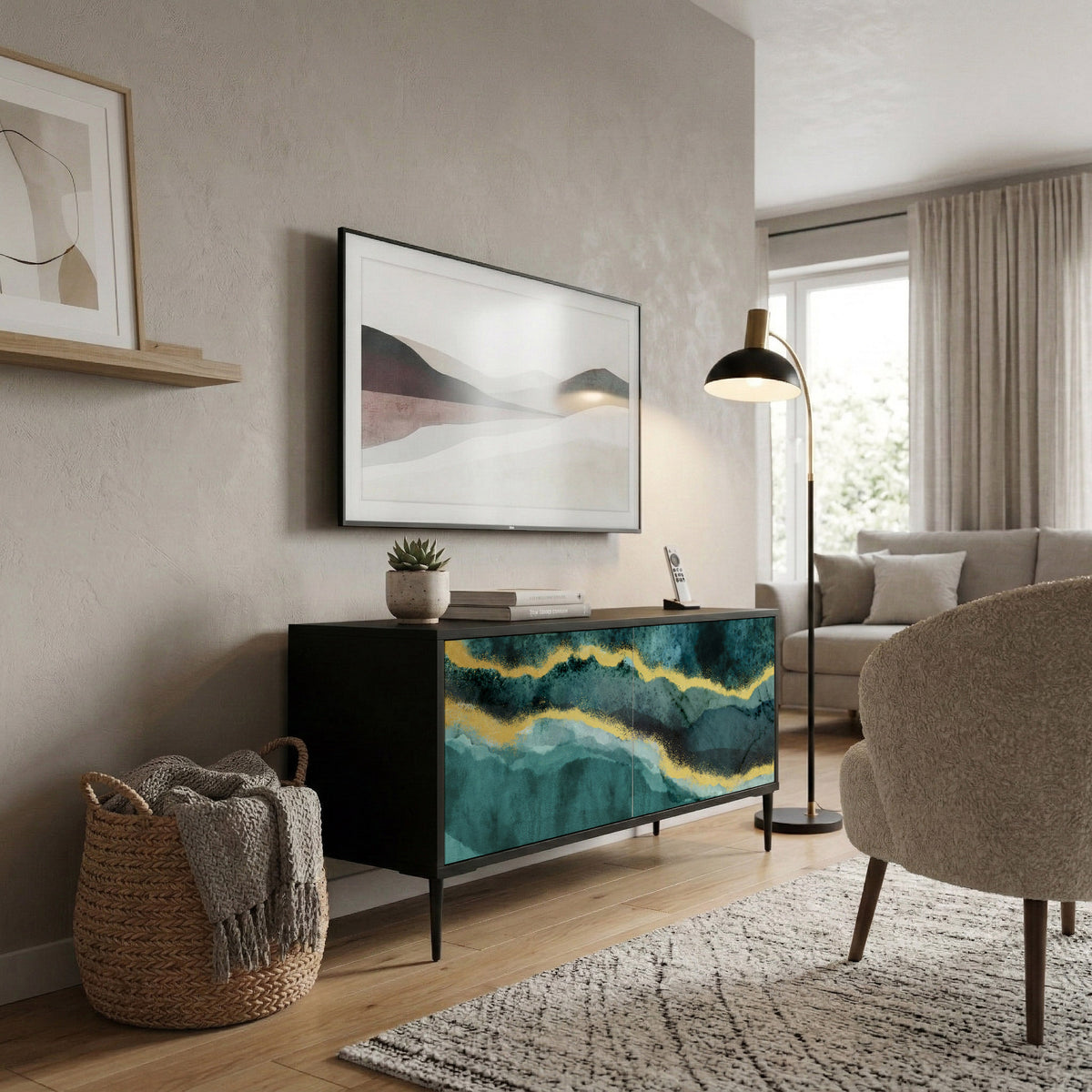 GOLDRUSH ODYSSEY Mueble de TV Compacto de 2 puertas
