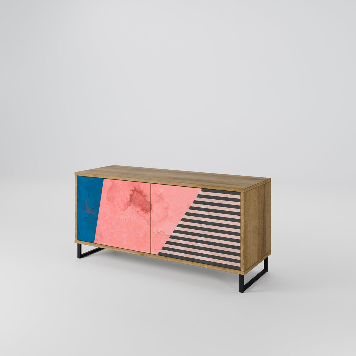GLAMOROUS STRIPE Mueble de TV Compacto de 2 puertas