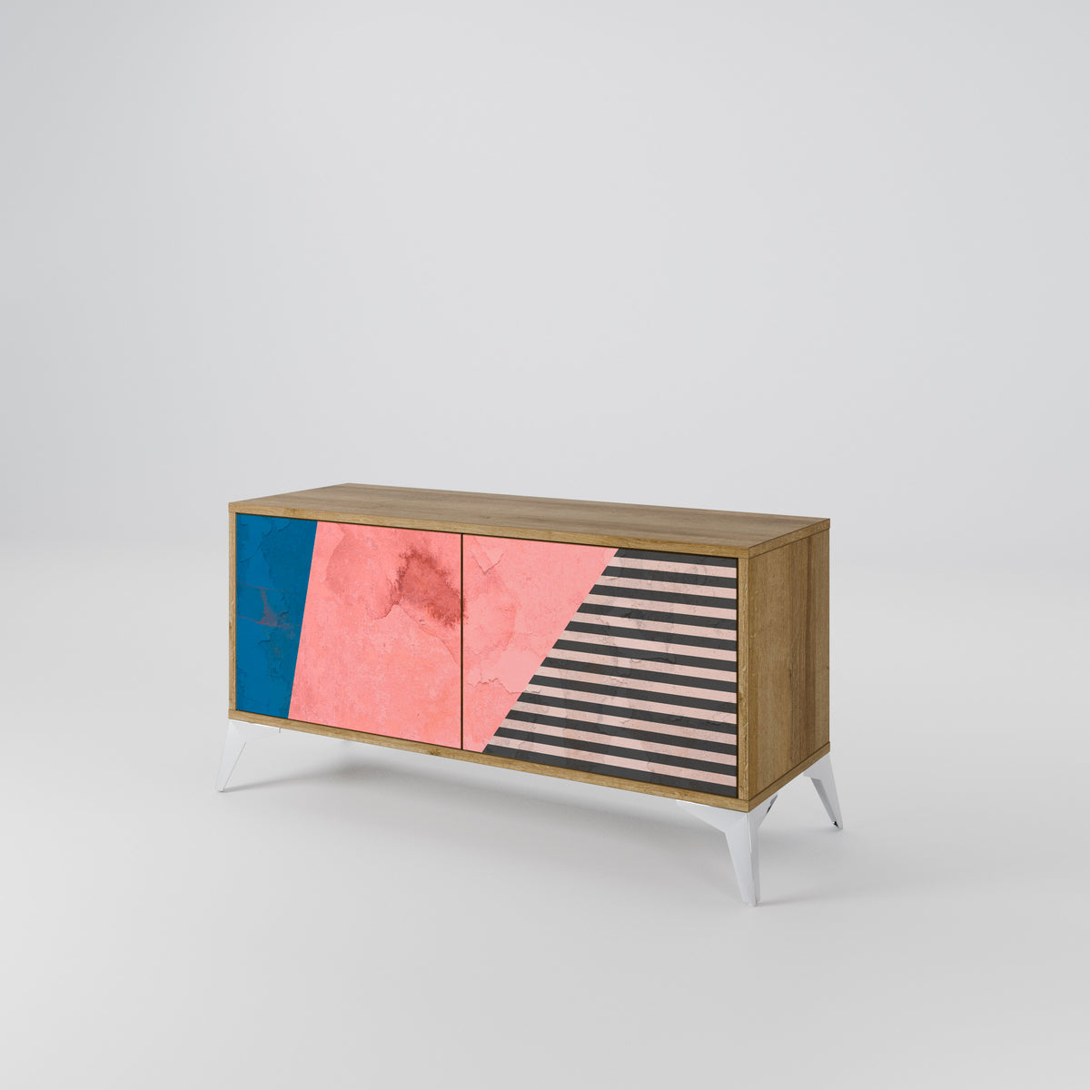 GLAMOROUS STRIPE Mueble de TV Compacto de 2 puertas