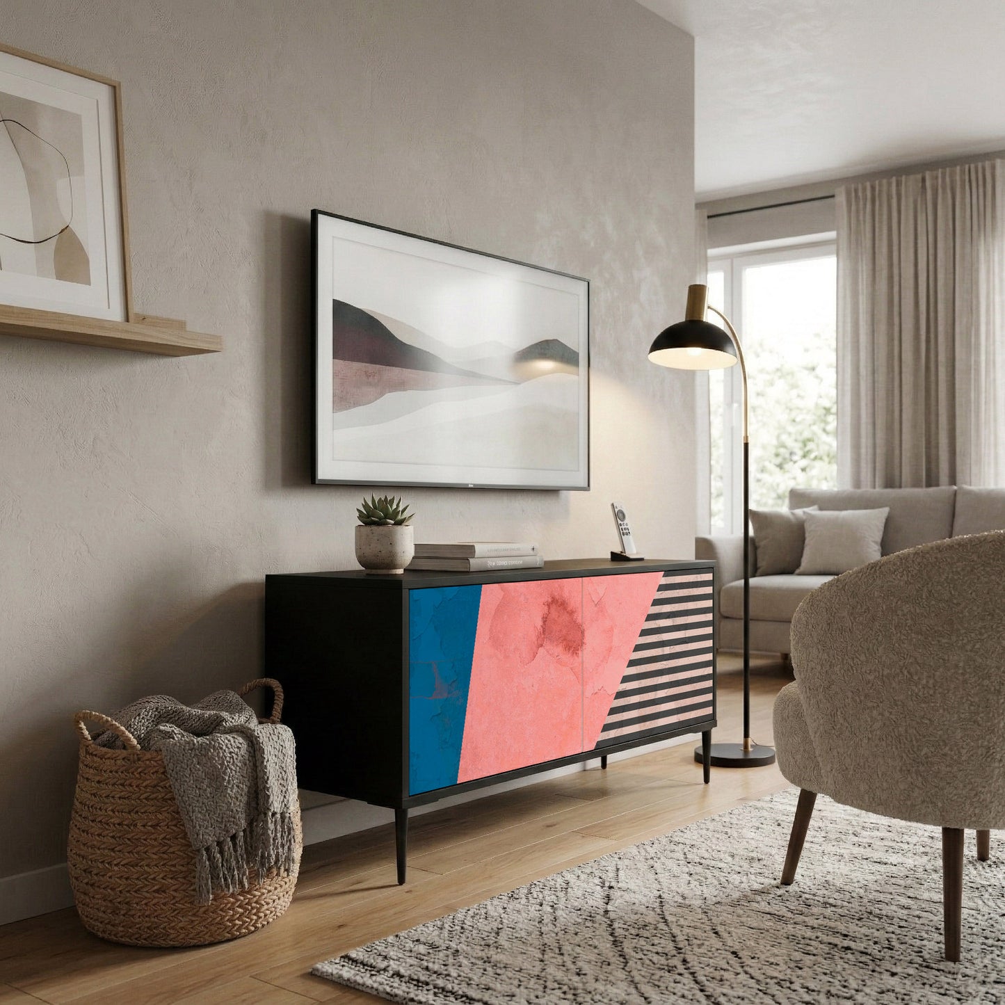 GLAMOROUS STRIPE Mueble de TV Compacto de 2 puertas