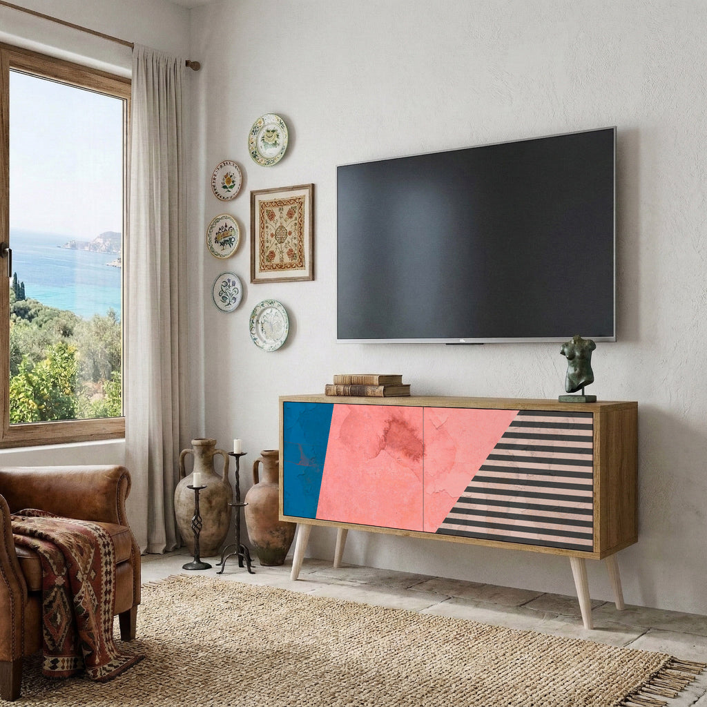 GLAMOROUS STRIPE Mueble de TV Compacto de 2 puertas