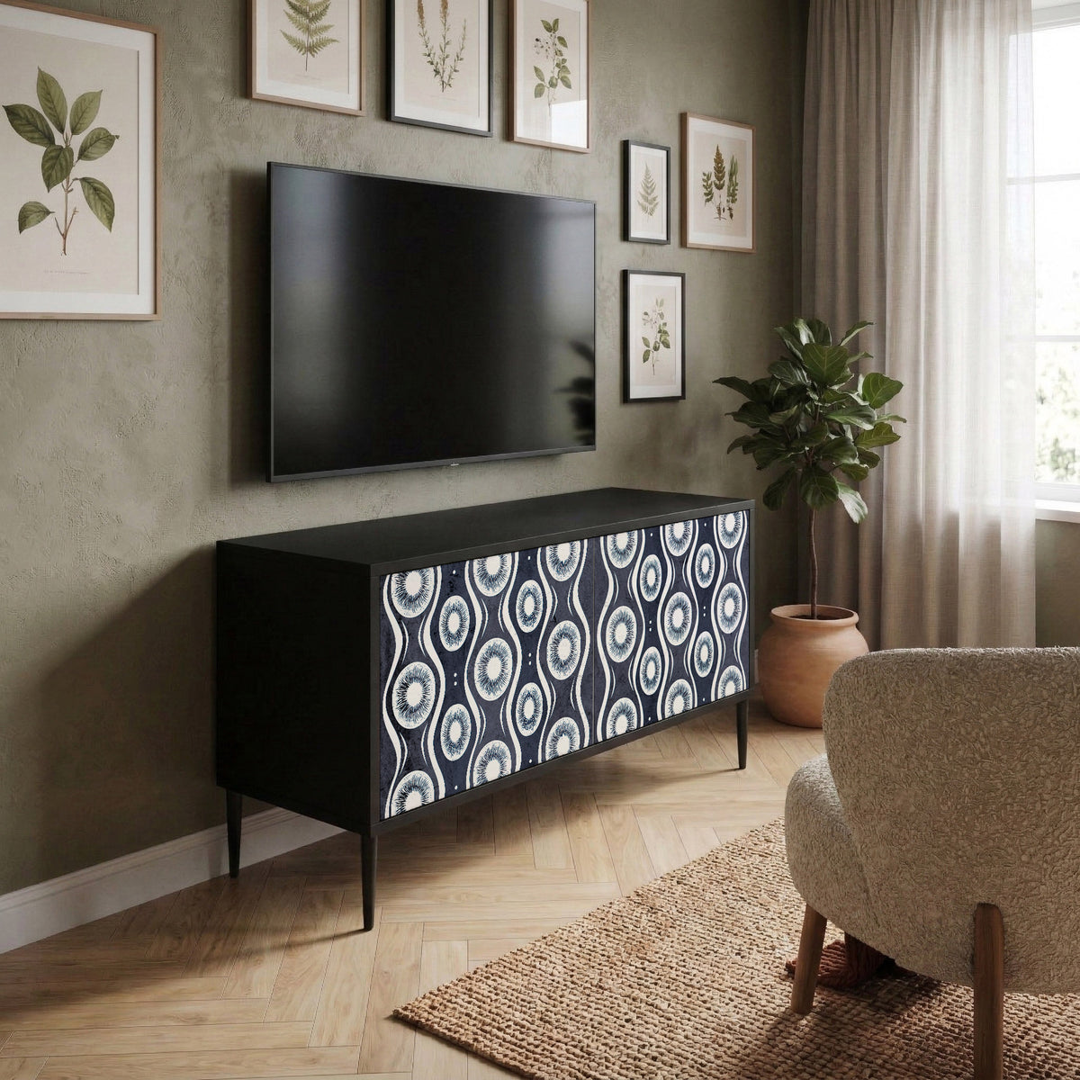 GRAPHITE EYES Mueble de TV Compacto de 2 puertas