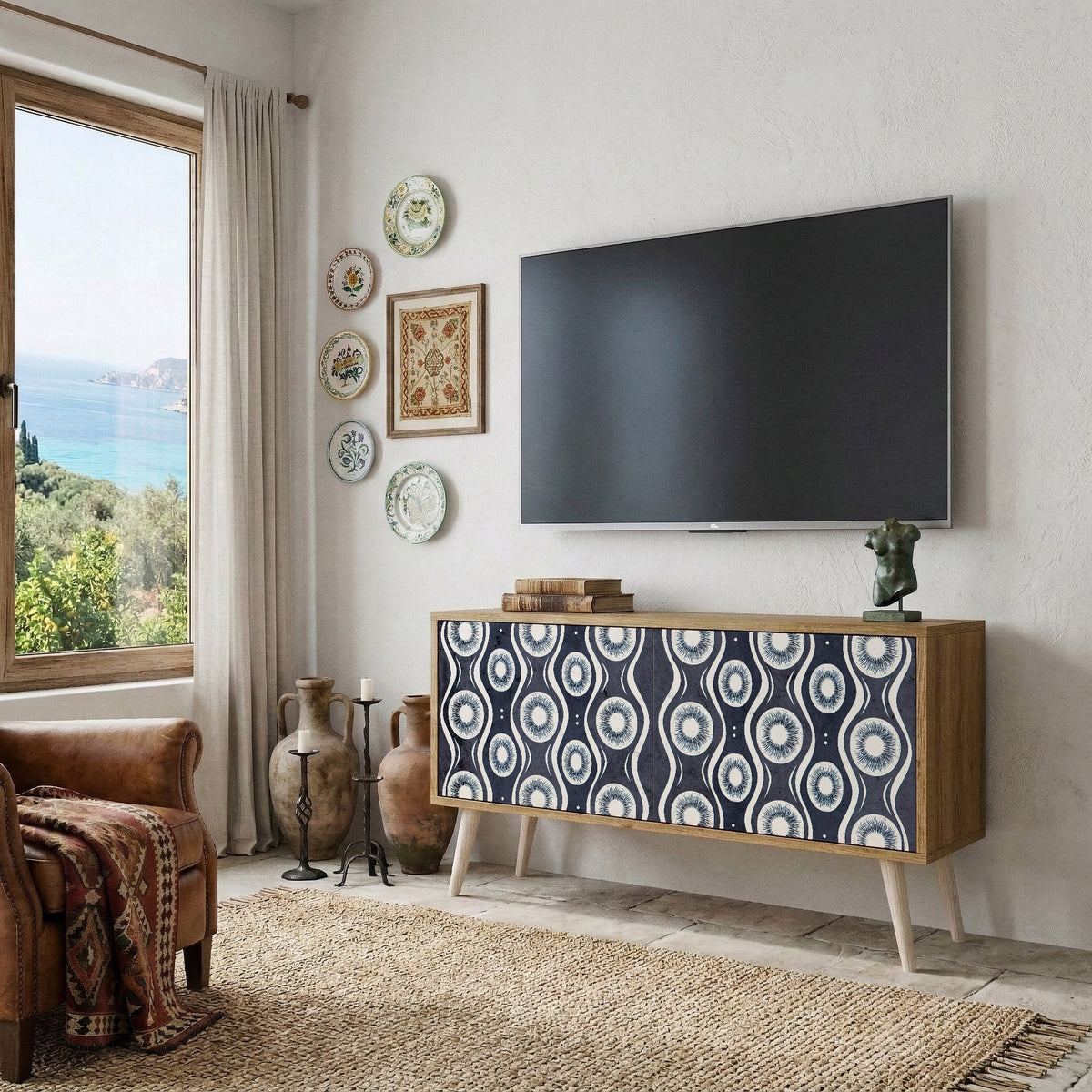 GRAPHITE EYES Mueble de TV Compacto de 2 puertas