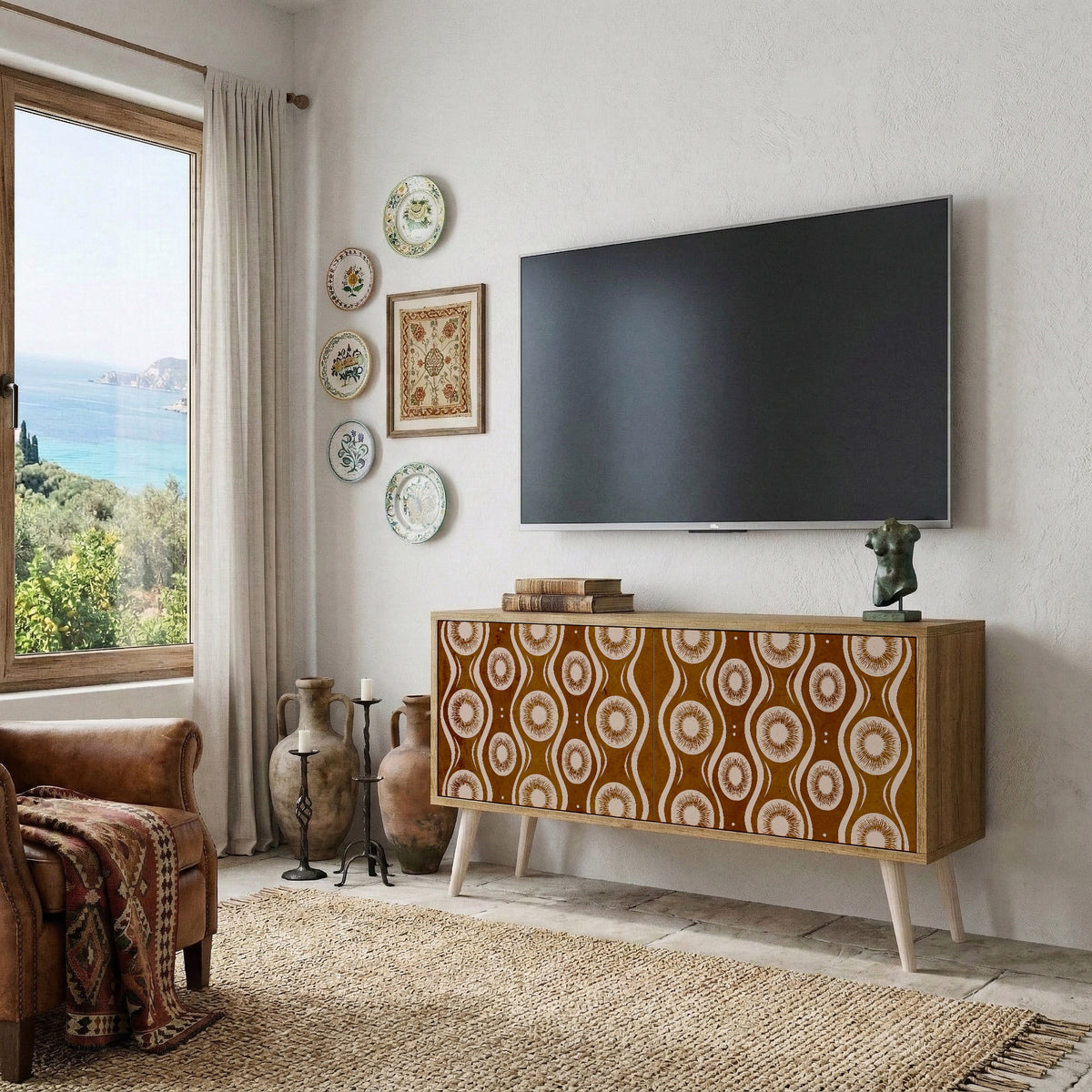 BROWN EYES Mueble de TV Compacto de 2 puertas