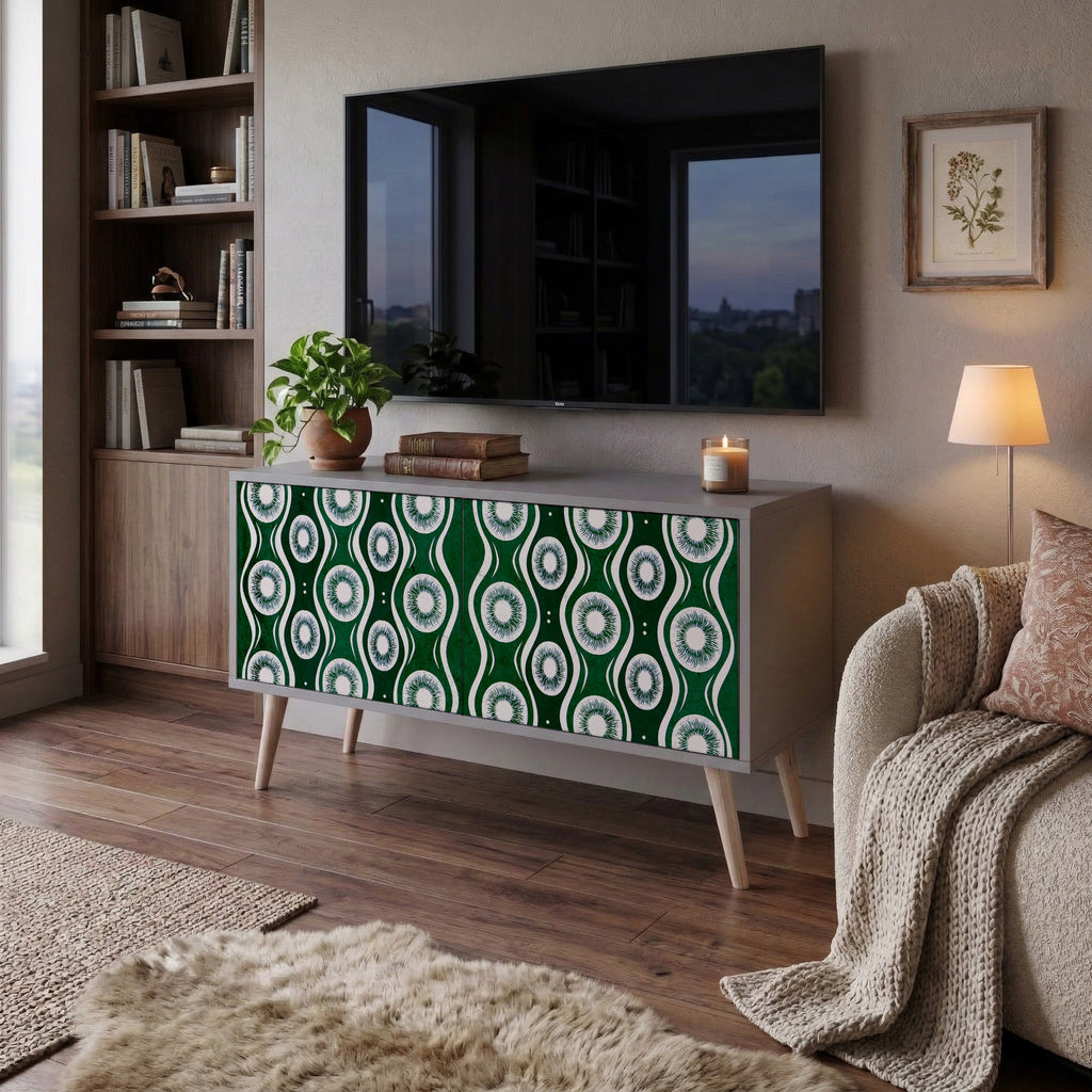 GREEN EYES Mueble de TV Compacto de 2 puertas