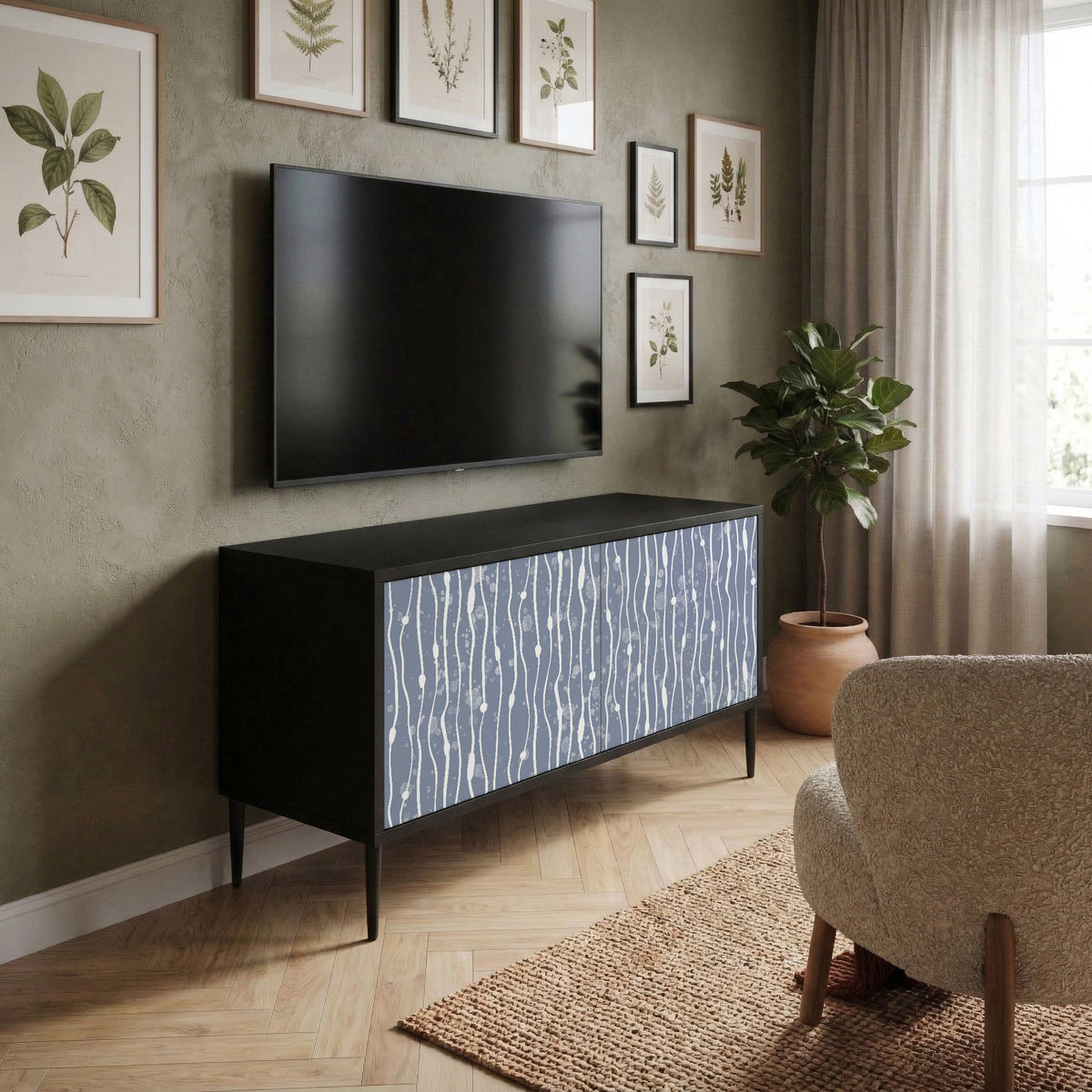 GRAPHITE RAIN Mueble de TV Compacto de 2 puertas
