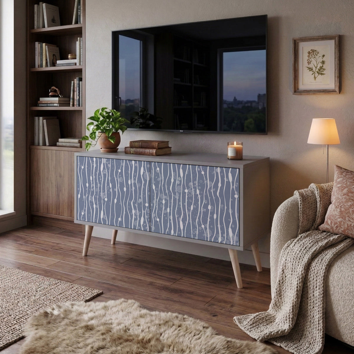 GRAPHITE RAIN Mueble de TV Compacto de 2 puertas