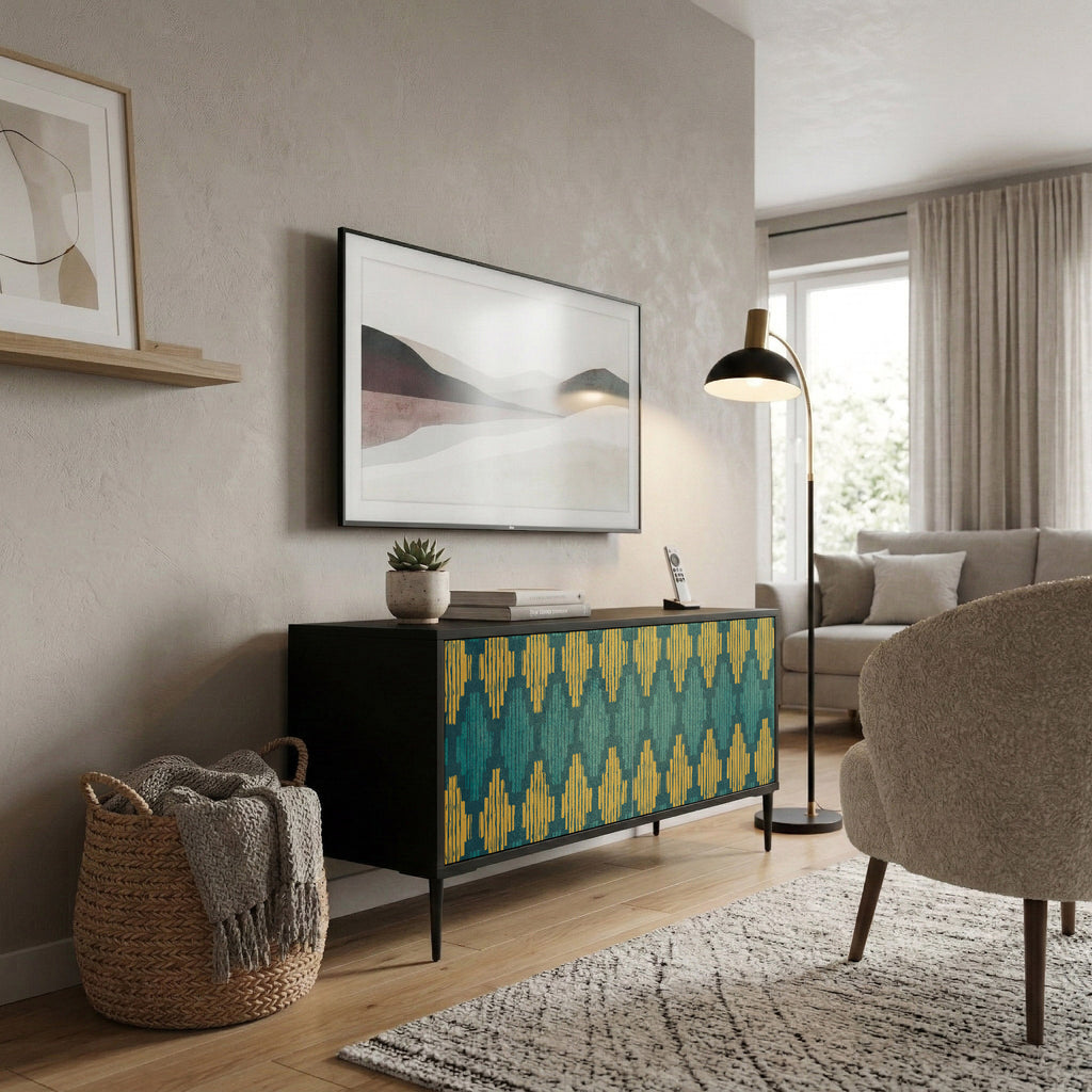 POLYGONS Mueble de TV Compacto de 2 puertas