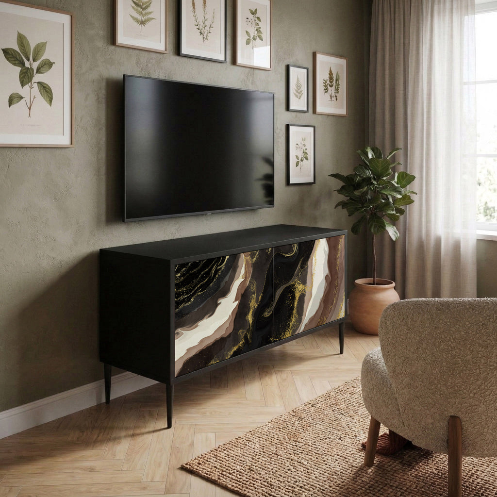 GOLD DUST Mueble de TV Compacto de 2 puertas