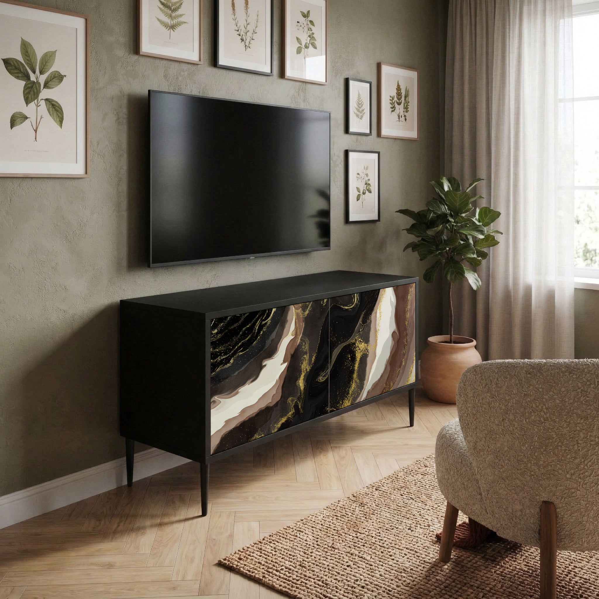 GOLD DUST Mueble de TV Compacto de 2 puertas