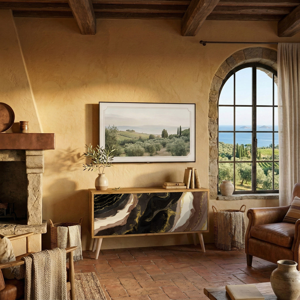 GOLD DUST Mueble de TV Compacto de 2 puertas