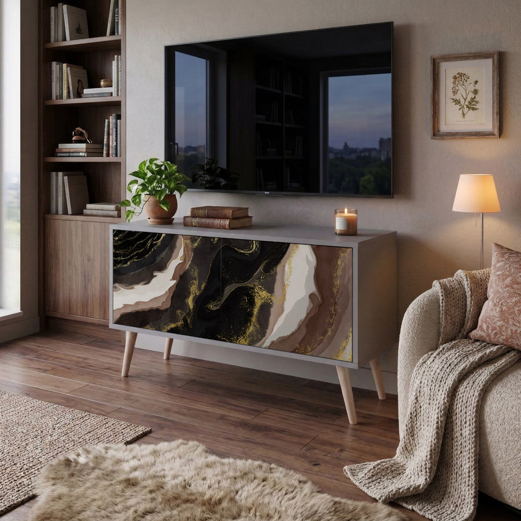 GOLD DUST Mueble de TV Compacto de 2 puertas