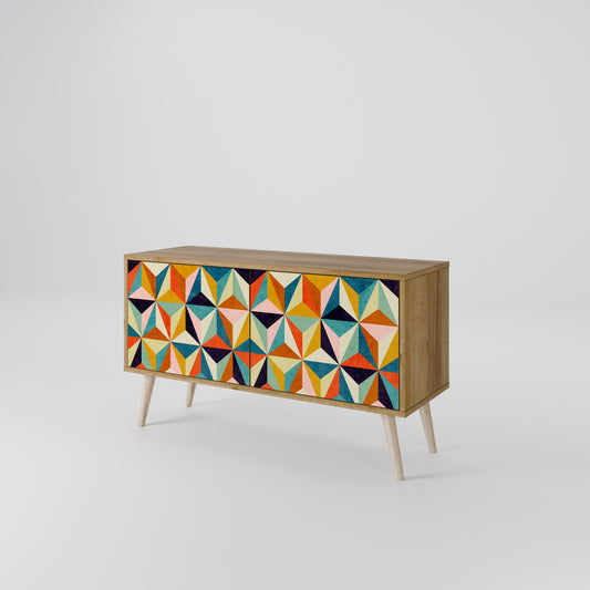 TESSELATE TREASURES Mueble de TV Compacto de 2 puertas