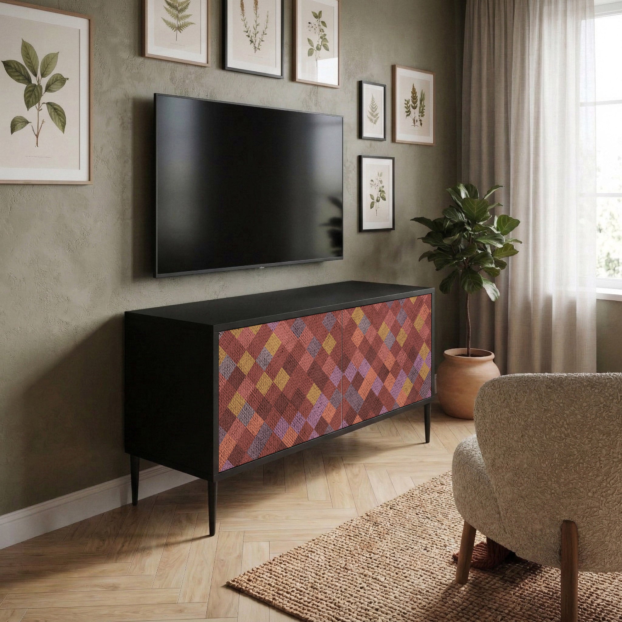PAINTED SQUARES Mueble de TV Compacto de 2 puertas
