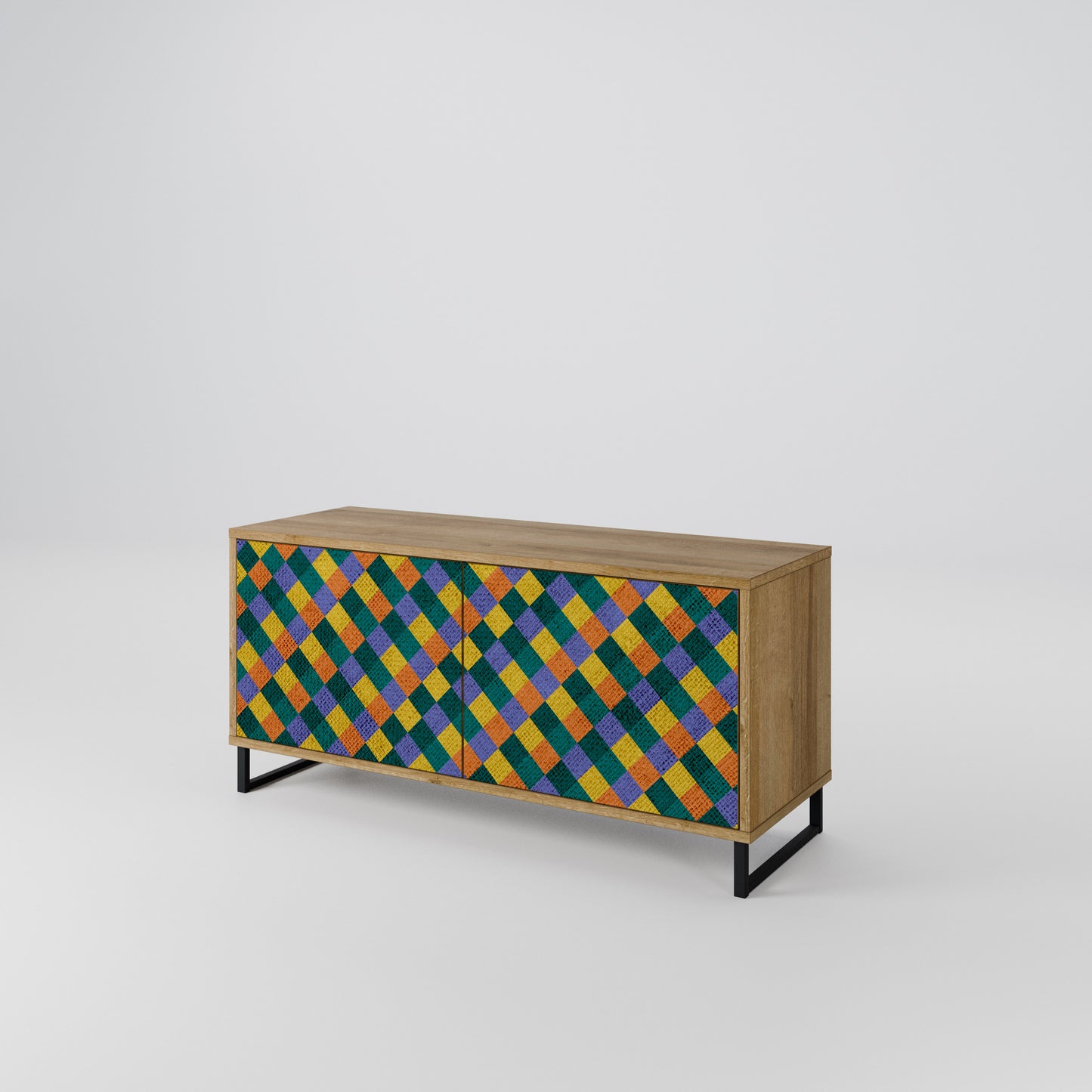 PAINTED SQUARES MIX Mueble de TV Compacto de 2 puertas