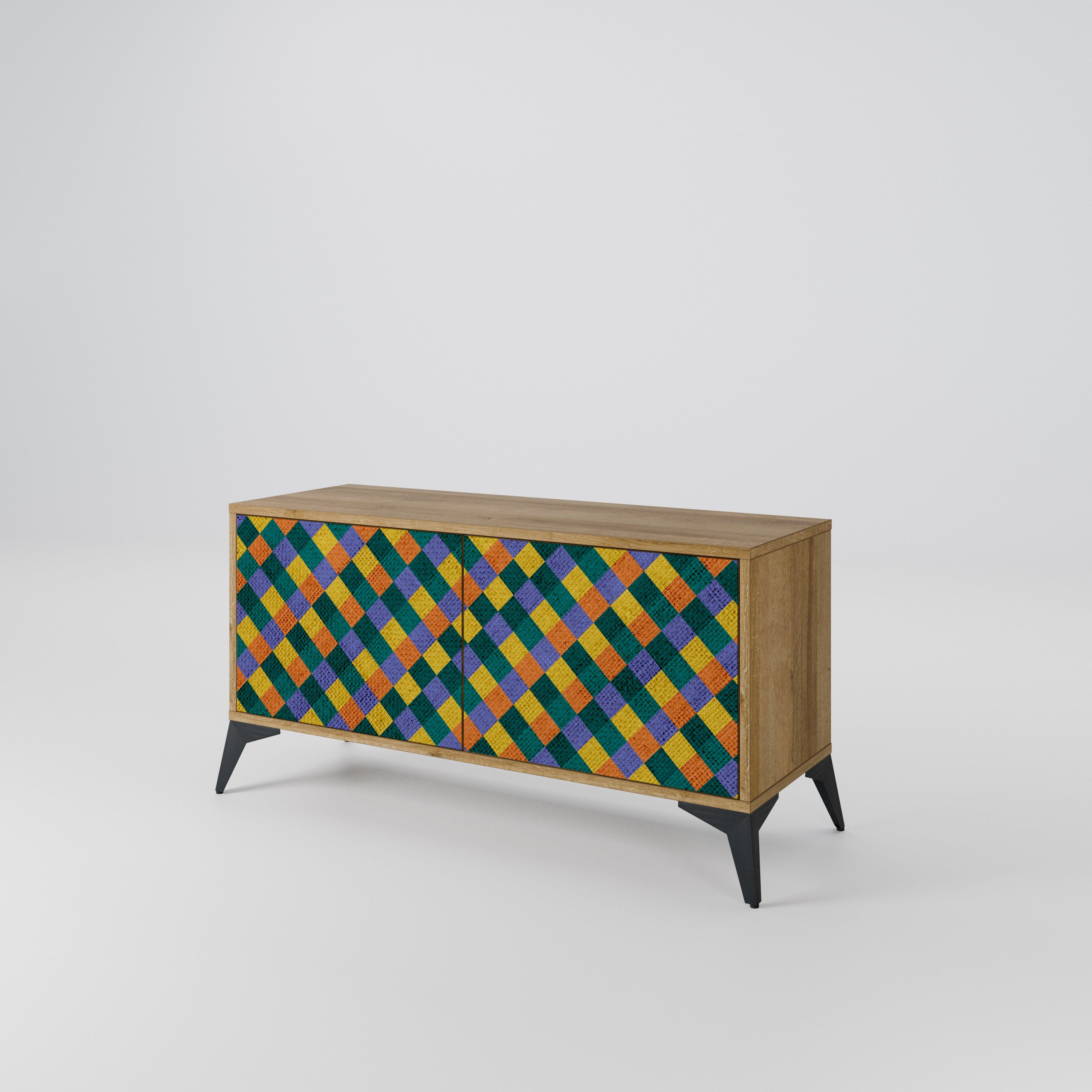 PAINTED SQUARES MIX Compact 2-Door TV Cabinet