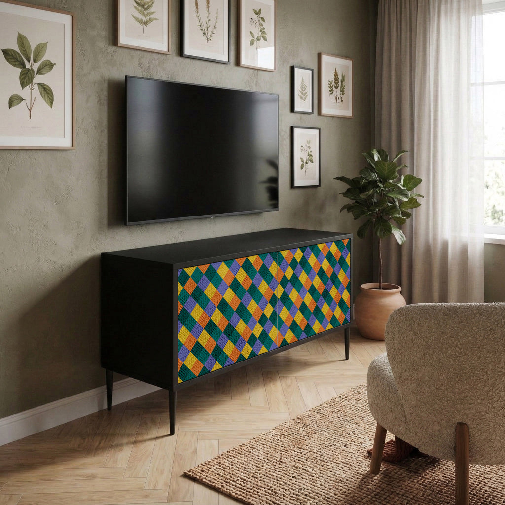 PAINTED SQUARES MIX Mueble de TV Compacto de 2 puertas