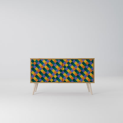 PAINTED SQUARES MIX Mueble de TV Compacto de 2 puertas